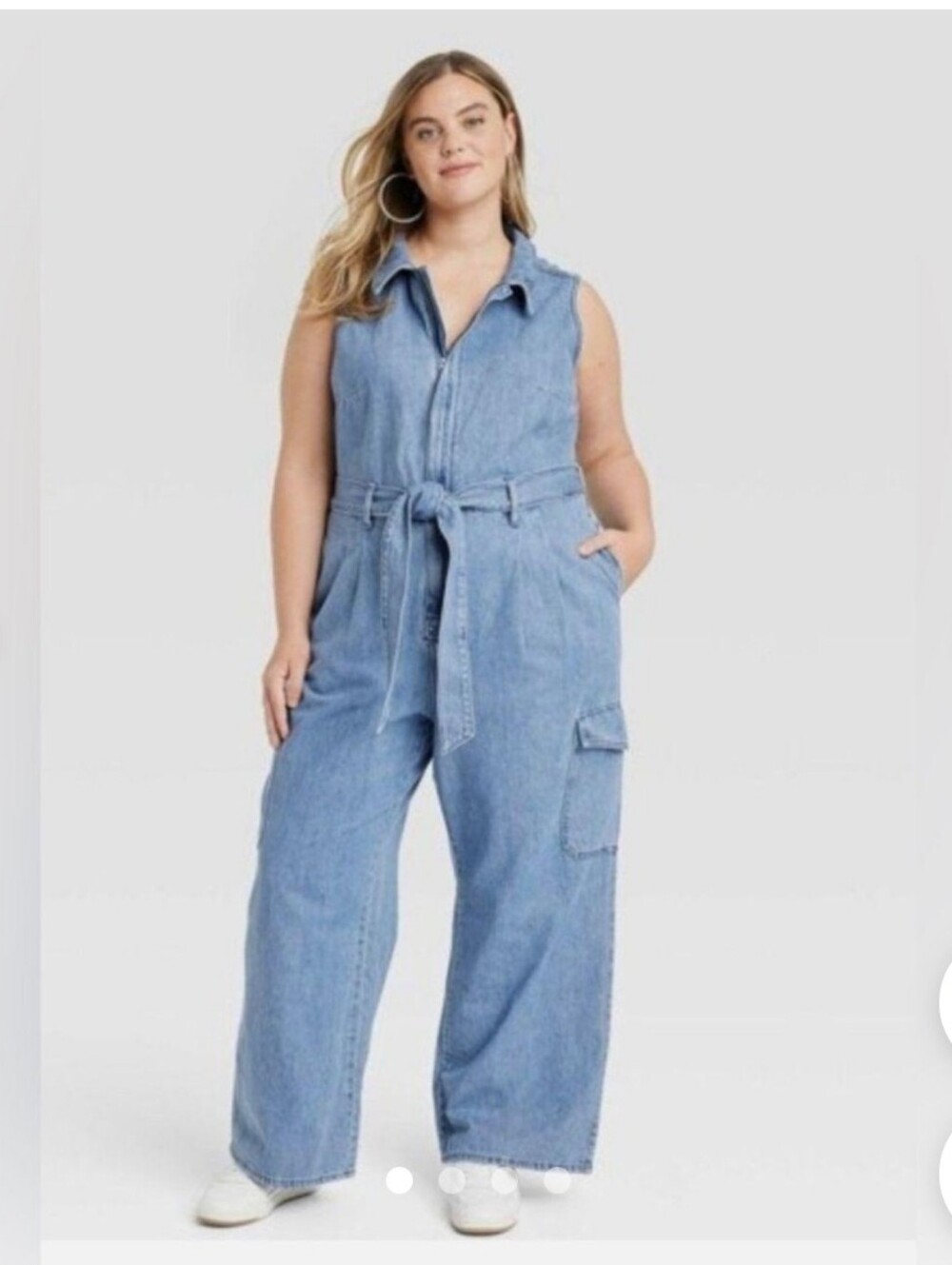 NWT Universal Thread Light Blue Denim Sleeveless Utility Jumpsuit Size 18 Plus